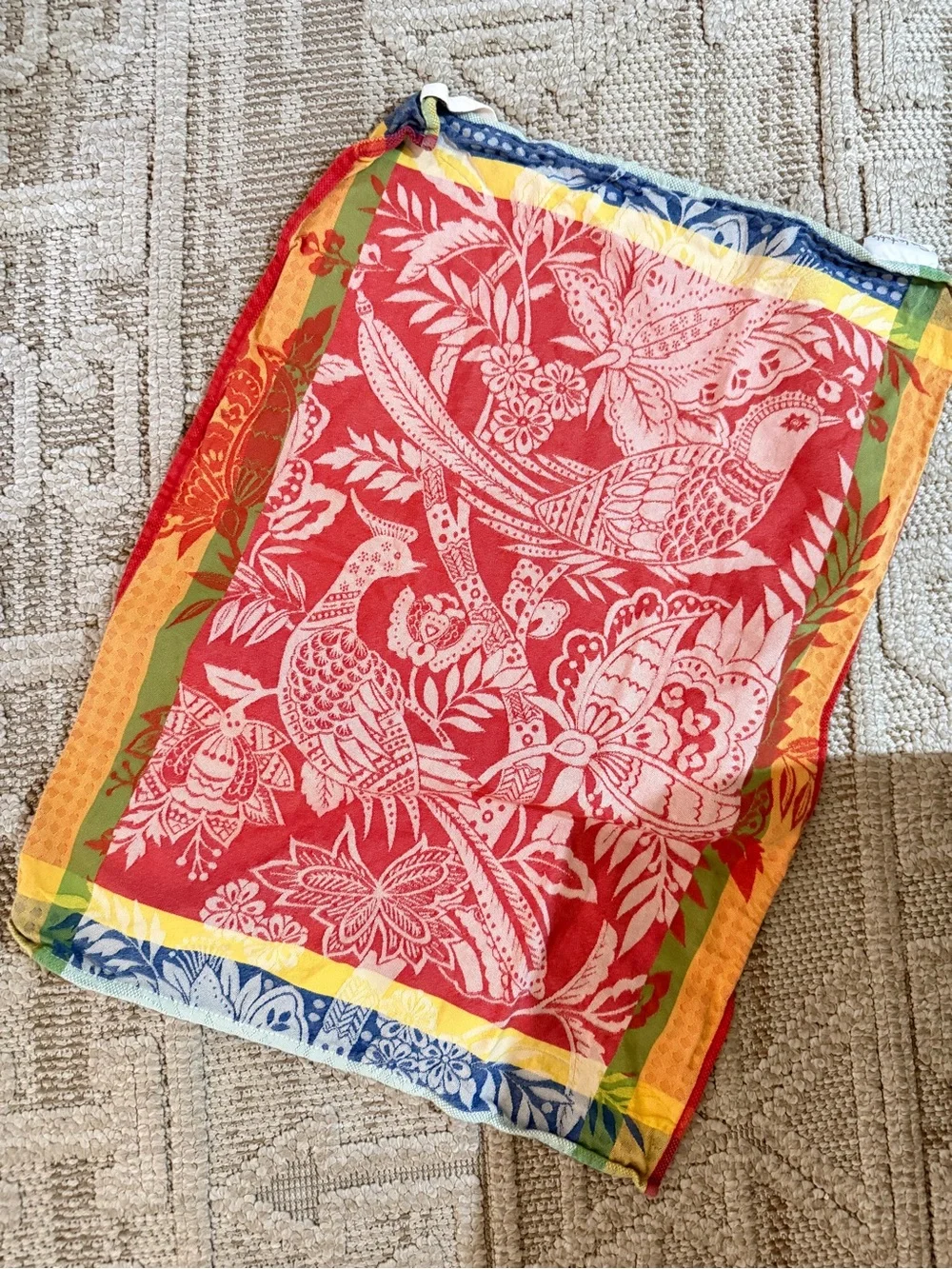 Sur La Table Birds of Paradise cotton Kitchen dish Towel in red vibrant tropical